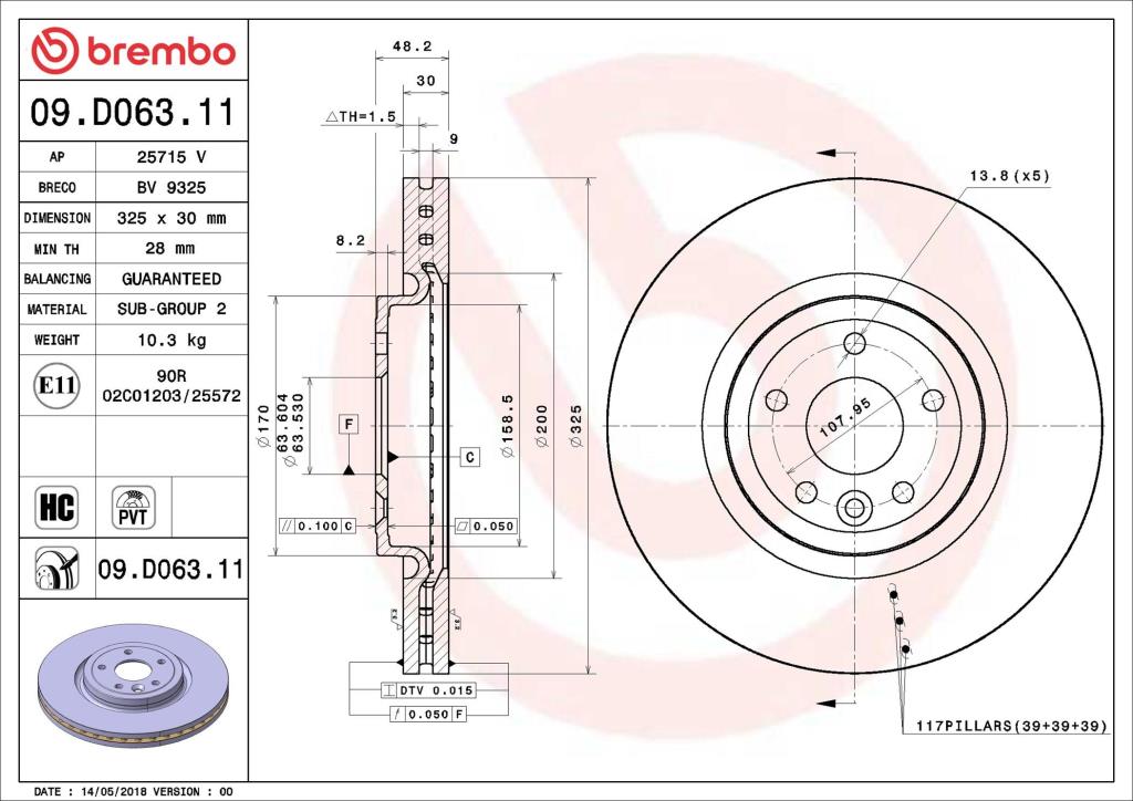 Discos de freno BREMBO ref. 09.D063.11