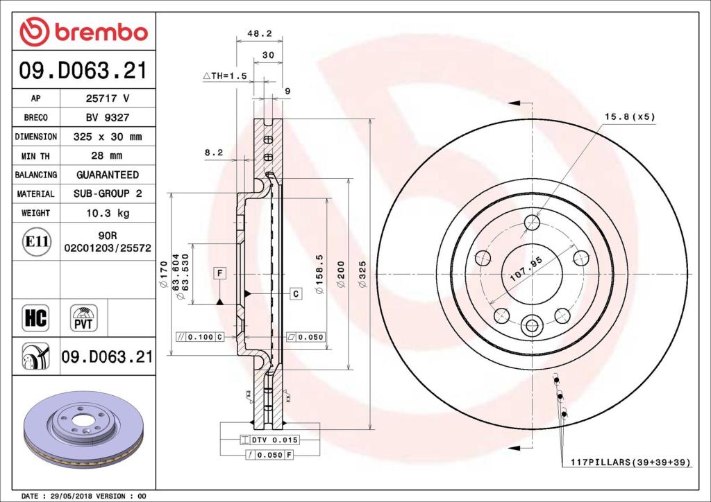 Discos de freno BREMBO ref. 09.D063.21