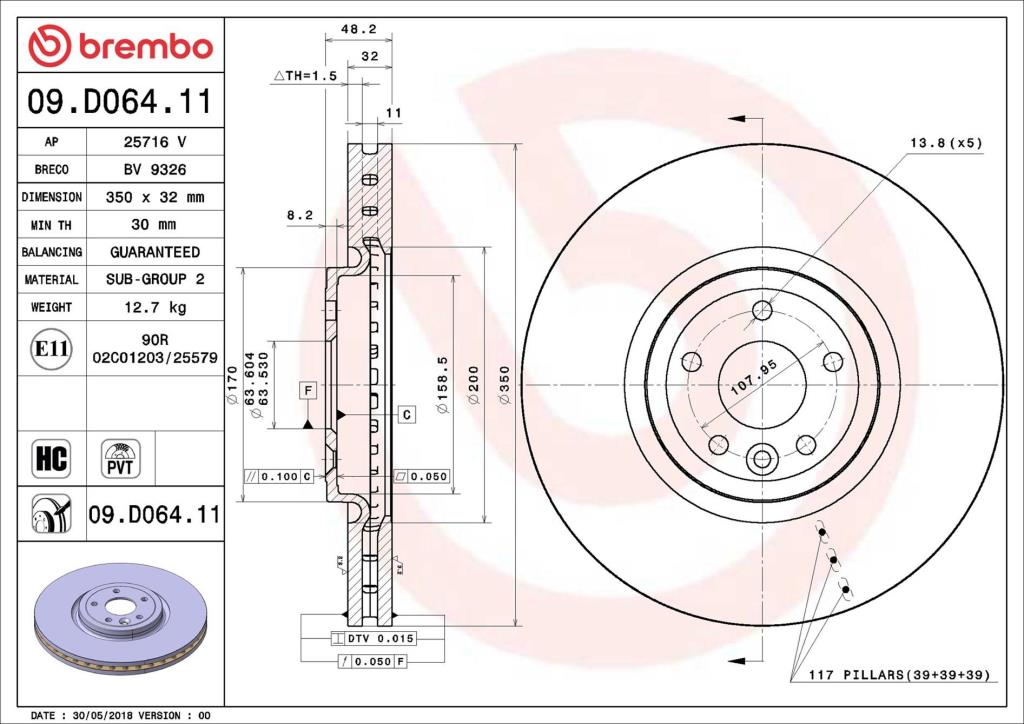 Disques de frein BREMBO 09.D064.11