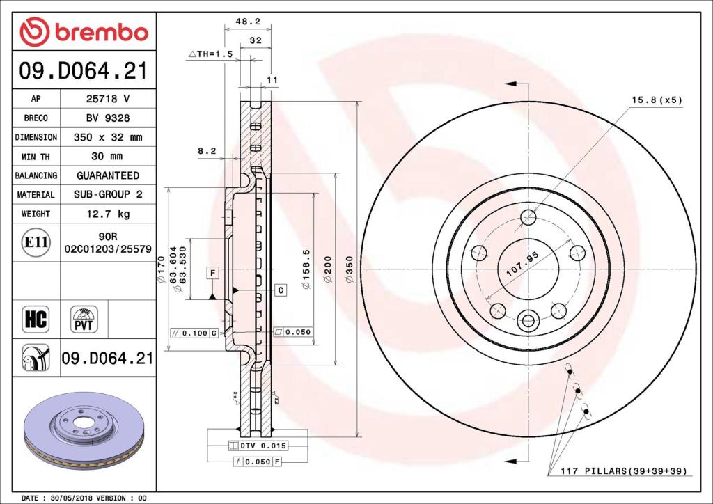Discos de freno BREMBO ref. 09.D064.21
