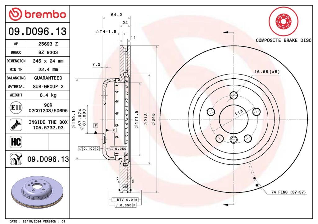 Discos de freno BREMBO ref. 09.D096.13