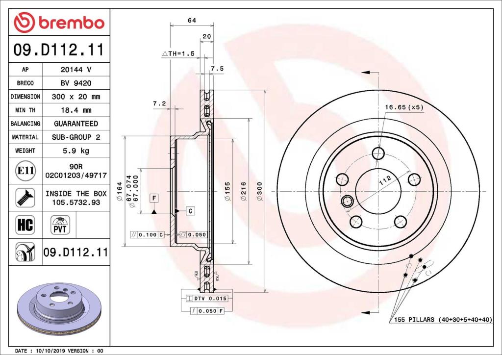 Discos de freno BREMBO 09.D112.11