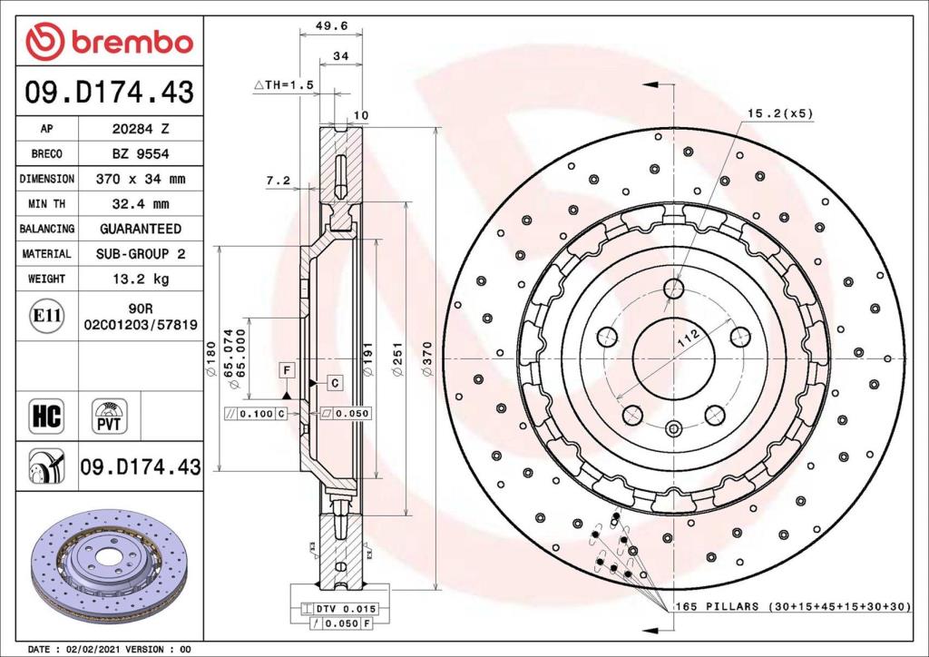 Discos de freno BREMBO ref. 09.D174.43