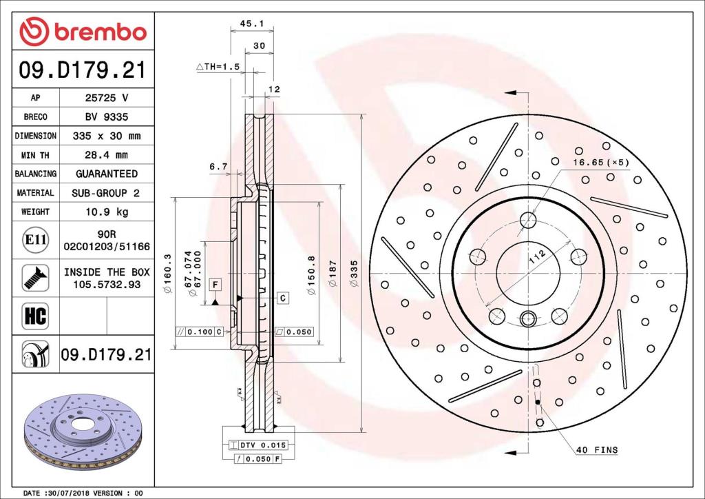 Disques de frein BREMBO 09.D179.21
