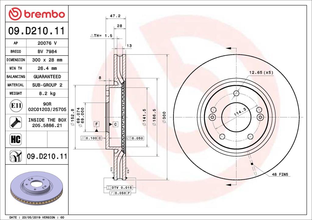 Discos de freno BREMBO ref. 09.D210.11