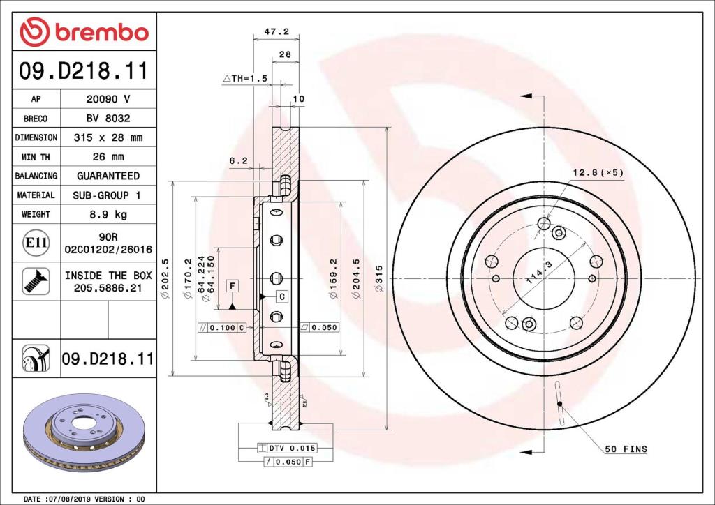 Discos de freno BREMBO ref. 09.D218.11
