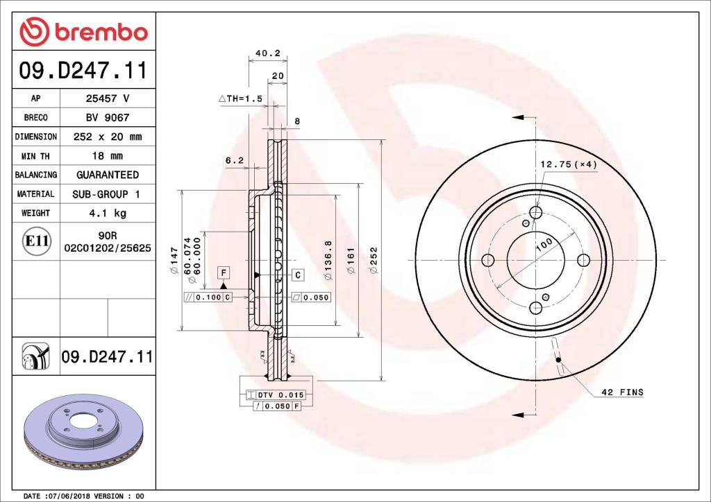 Discos de freno BREMBO ref. 09.D247.11