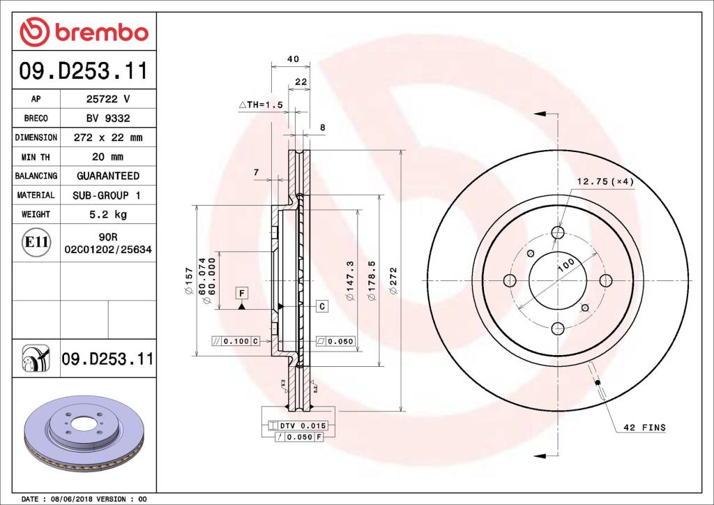 Discos de freno BREMBO ref. 09.D253.11