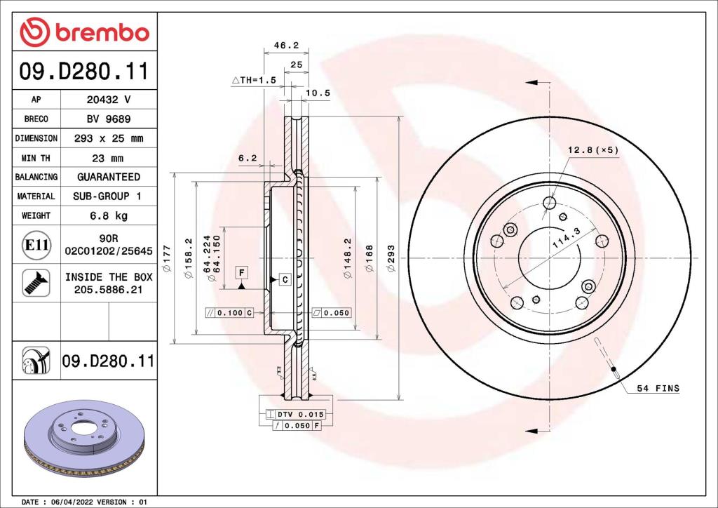 Discos de freno BREMBO ref. 09.D280.11