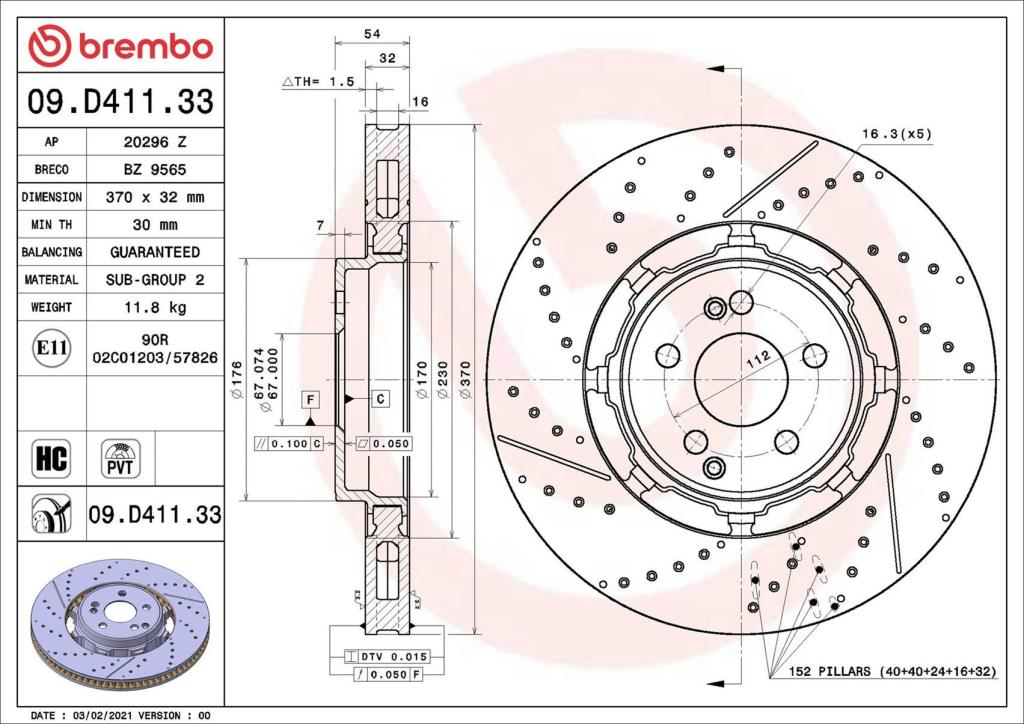 Discos de freno BREMBO ref. 09.D411.33