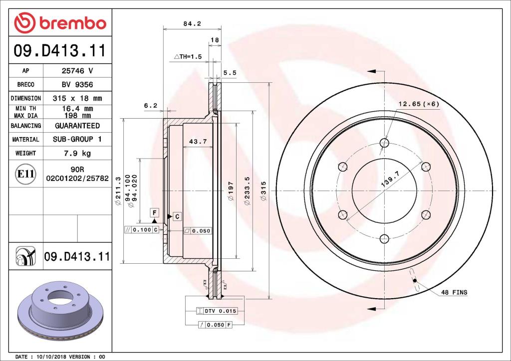 Discos de freno BREMBO ref. 09.D413.11