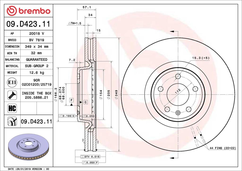 Discos de travão BREMBO ref. 09.D423.11