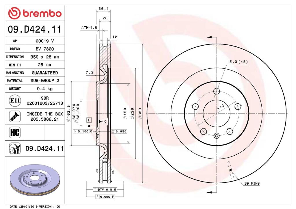 Discos de freno BREMBO ref. 09.D424.11