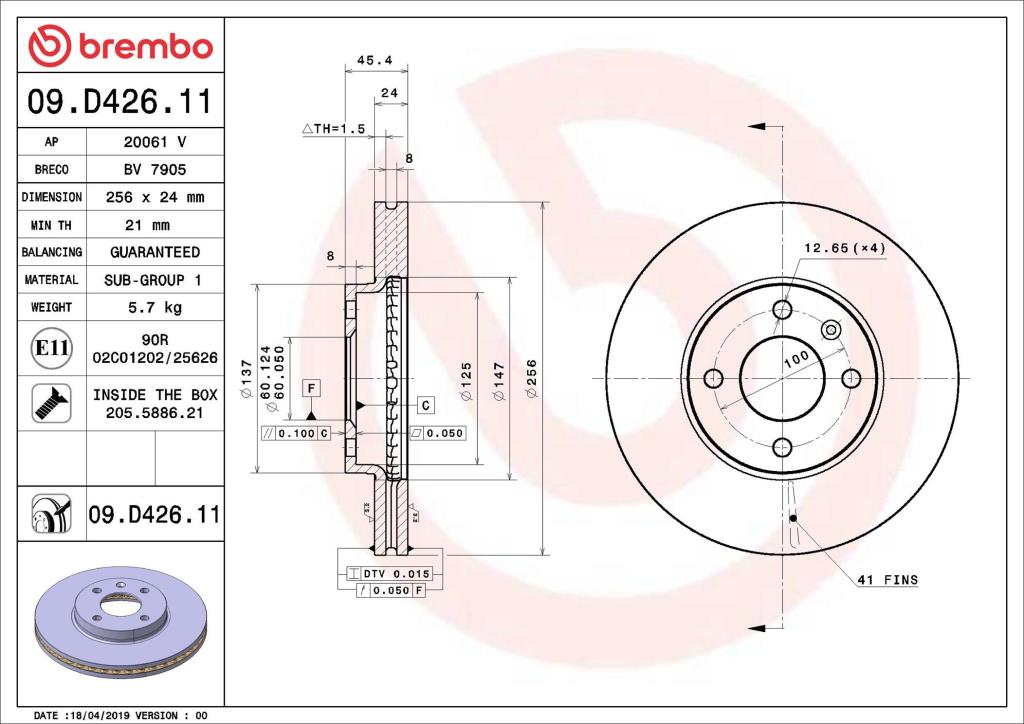 Discos de freno BREMBO ref. 09.D426.11