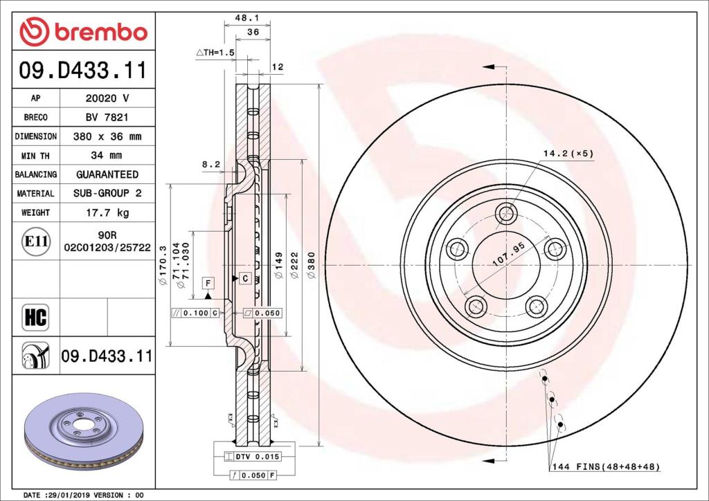 Discos de freno BREMBO ref. 09.D433.11