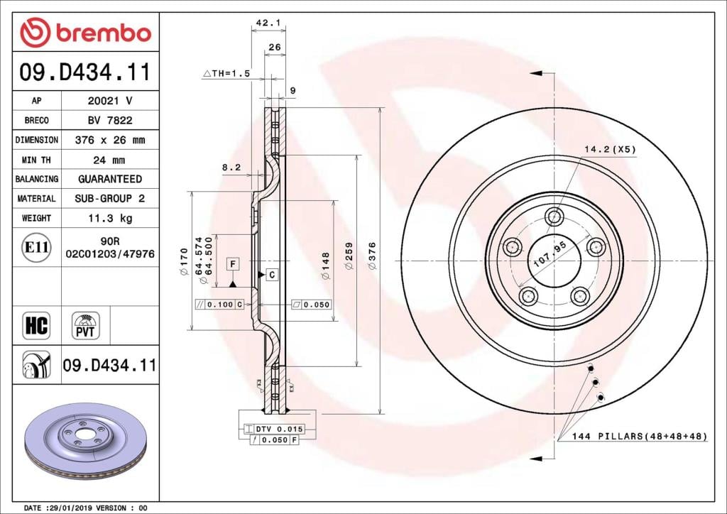 Discos de travão BREMBO 09.D434.11