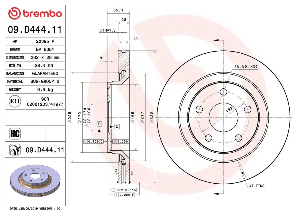 Discos de freno BREMBO ref. 09.D444.11