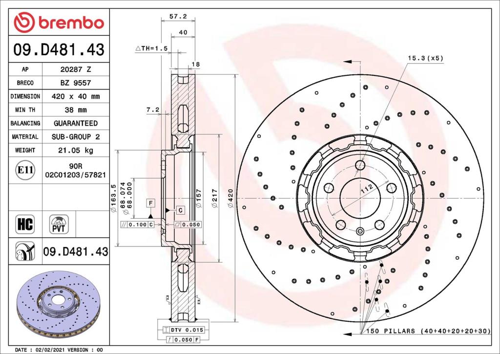 Discos de freno BREMBO ref. 09.D481.43