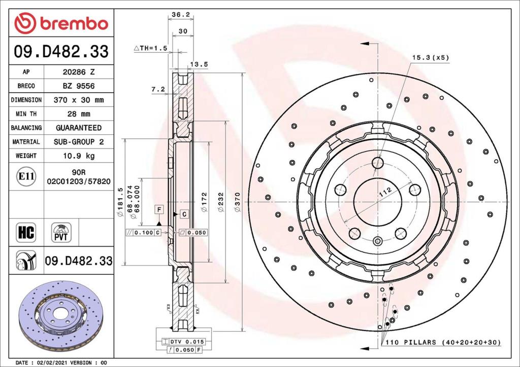 Discos de freno BREMBO ref. 09.D482.33