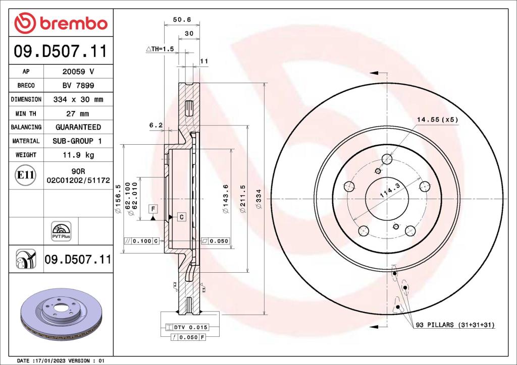 Discos de freno BREMBO ref. 09.D507.11