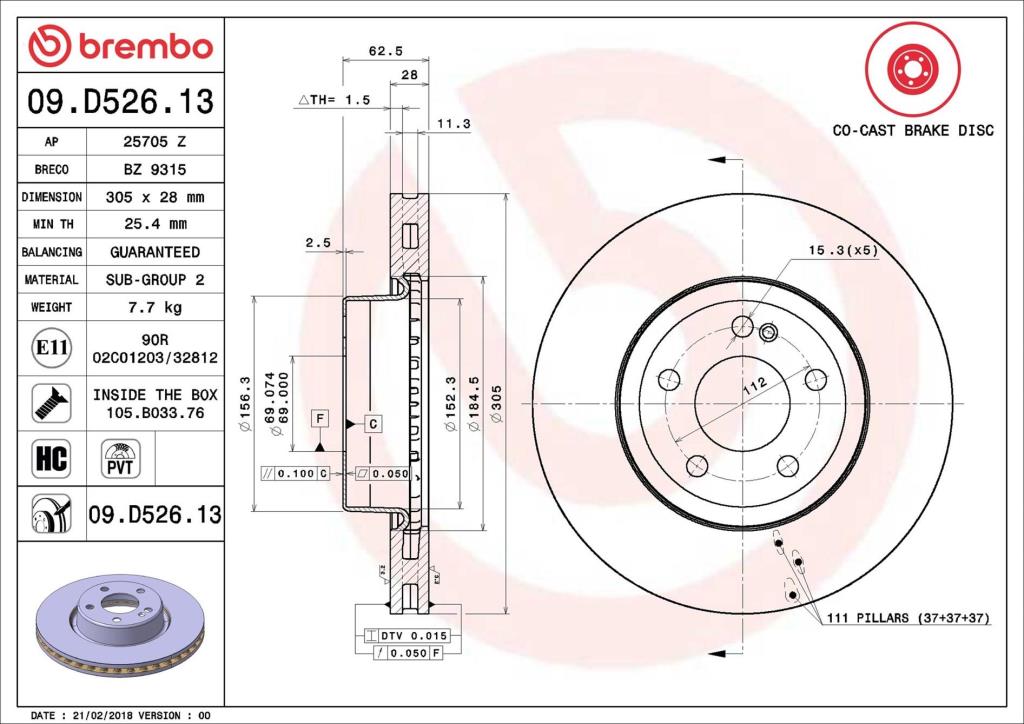 Discos de freno BREMBO ref. 09.D526.13