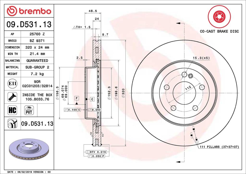 Discos de travão BREMBO 09.D531.13