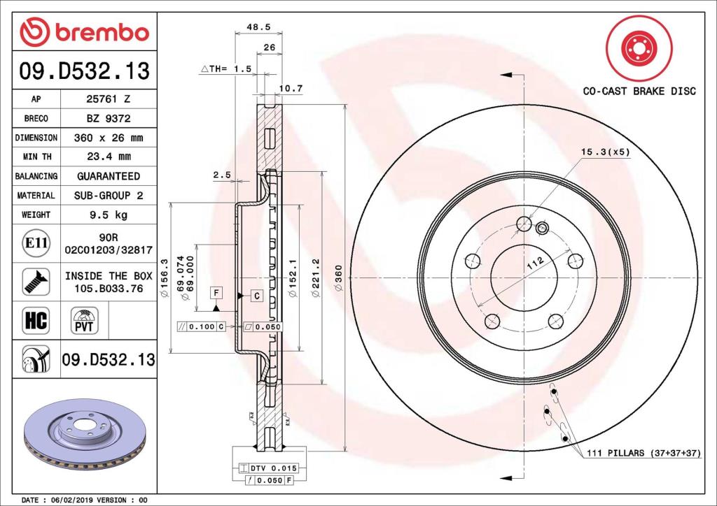 Discos de freno BREMBO ref. 09.D532.13