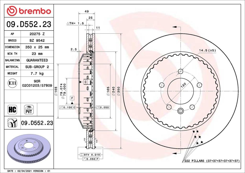 Discos de freno BREMBO ref. 09.D552.23