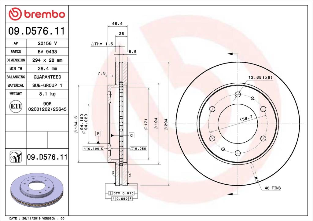 Discos de freno BREMBO ref. 09.D576.11