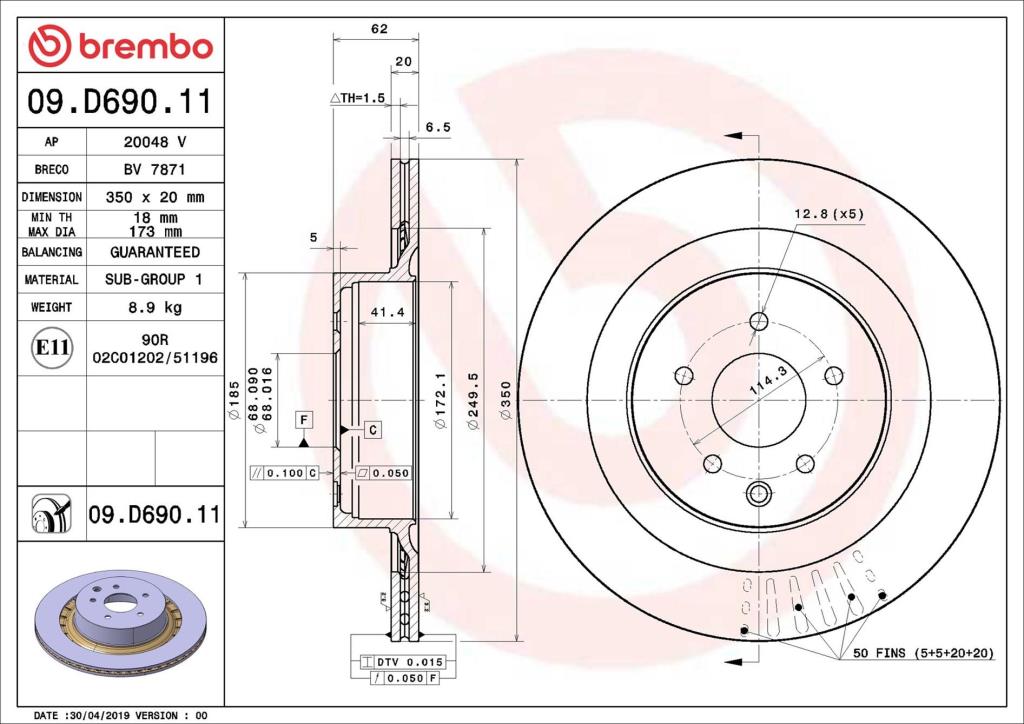 Disques de frein BREMBO 09.D690.11