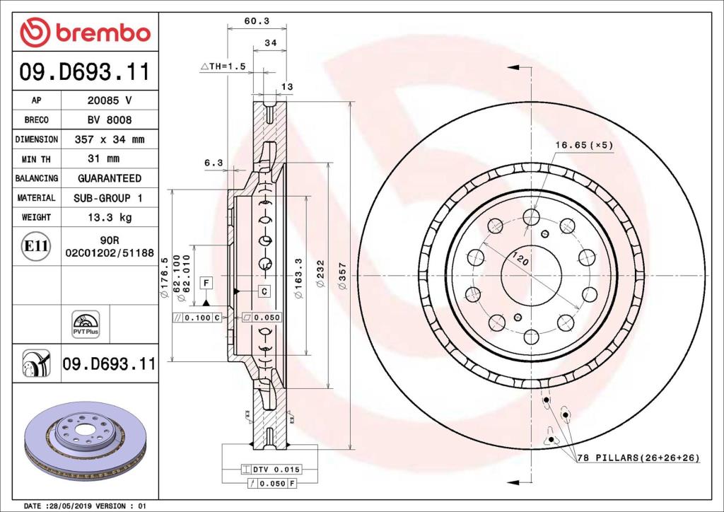 Discos de freno BREMBO ref. 09.D693.11