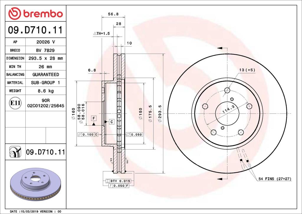 Discos de freno BREMBO 09.D710.11