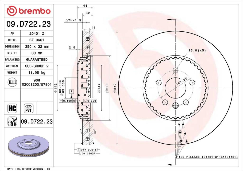 Discos de freno BREMBO ref. 09.D722.23