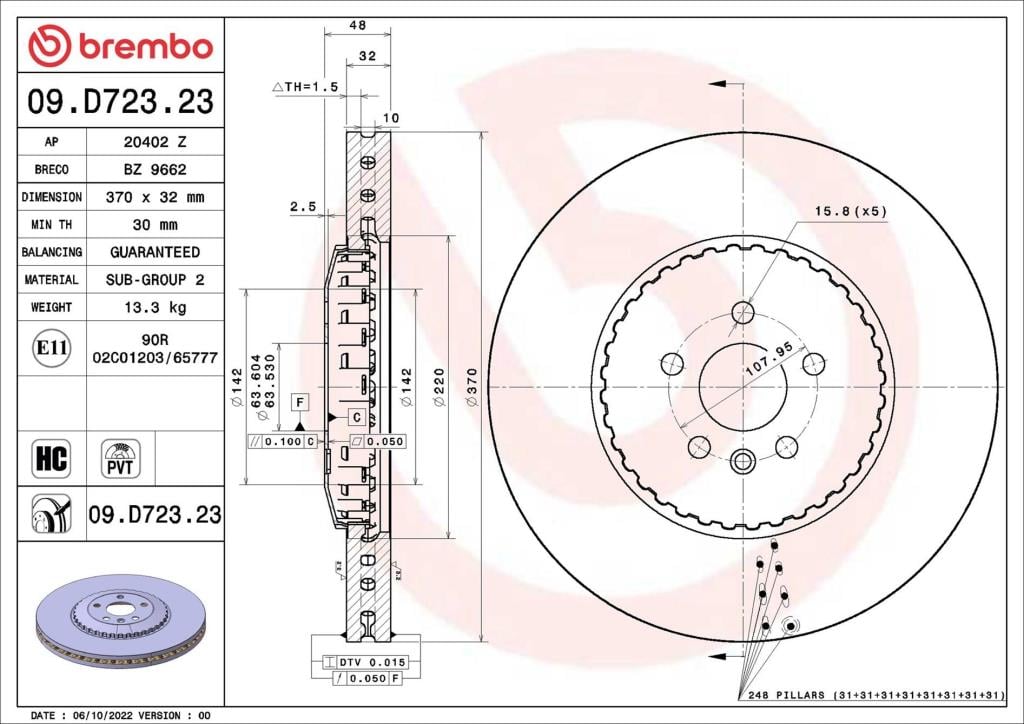Discos de freno BREMBO ref. 09.D723.23