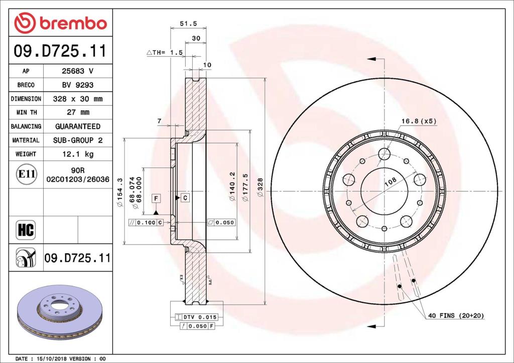 Disques de frein BREMBO 09.D725.11