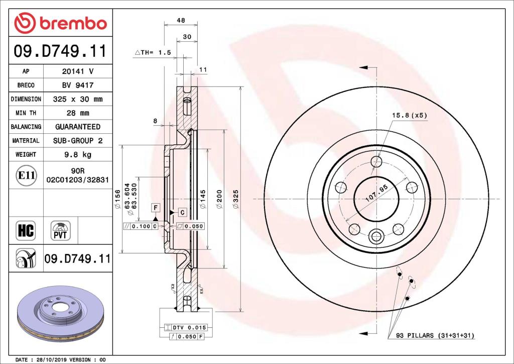 Discos de freno BREMBO ref. 09.D749.11