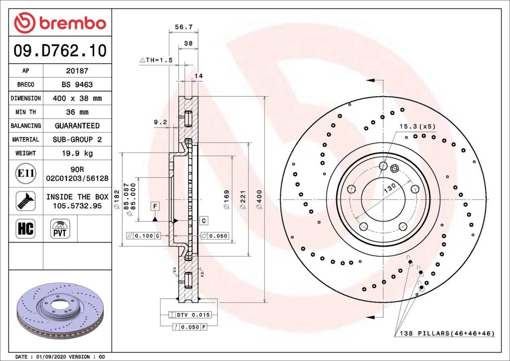 Discos de freno BREMBO ref. 09.D762.10