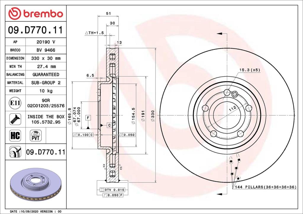 Discos de freno BREMBO ref. 09.D770.11