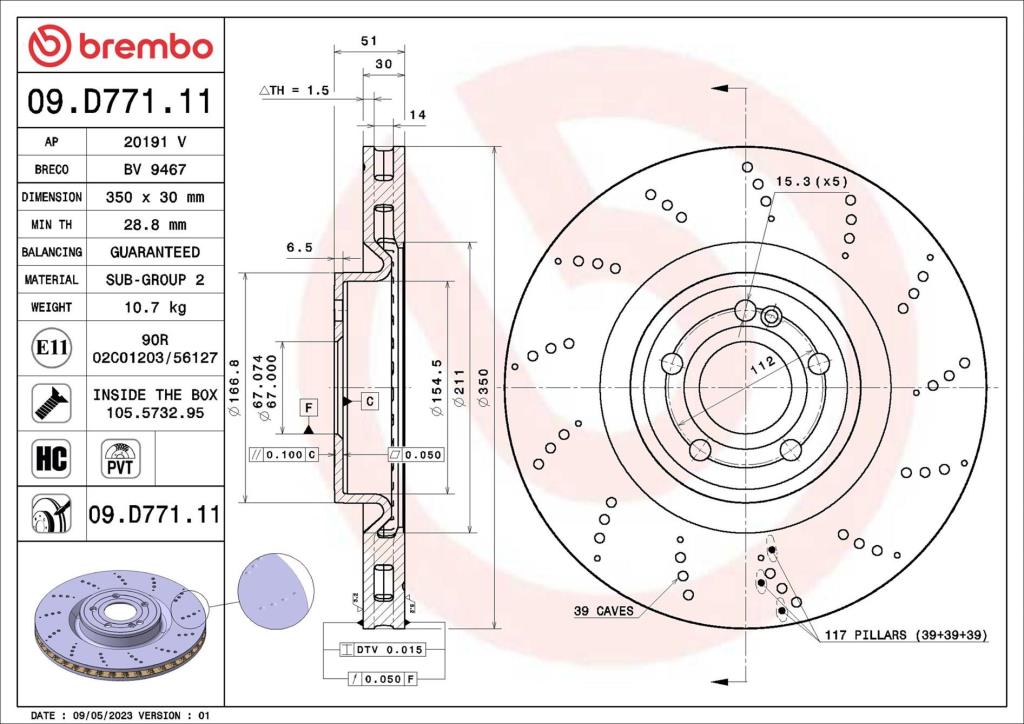Disques de frein BREMBO 09.D771.11