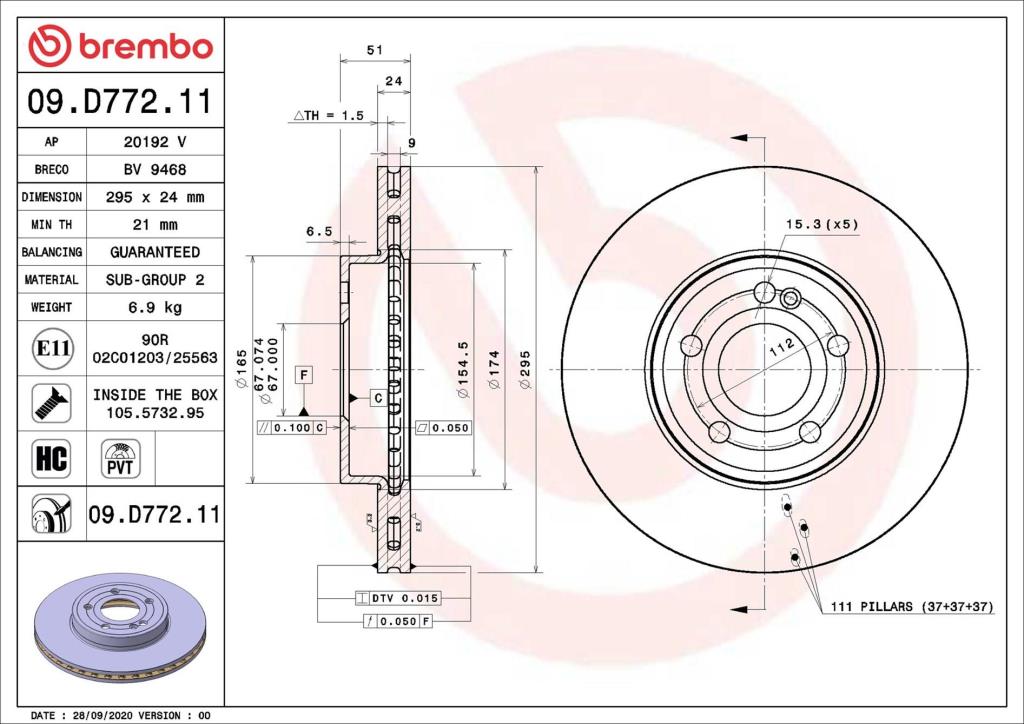 Disques de frein BREMBO 09.D772.11