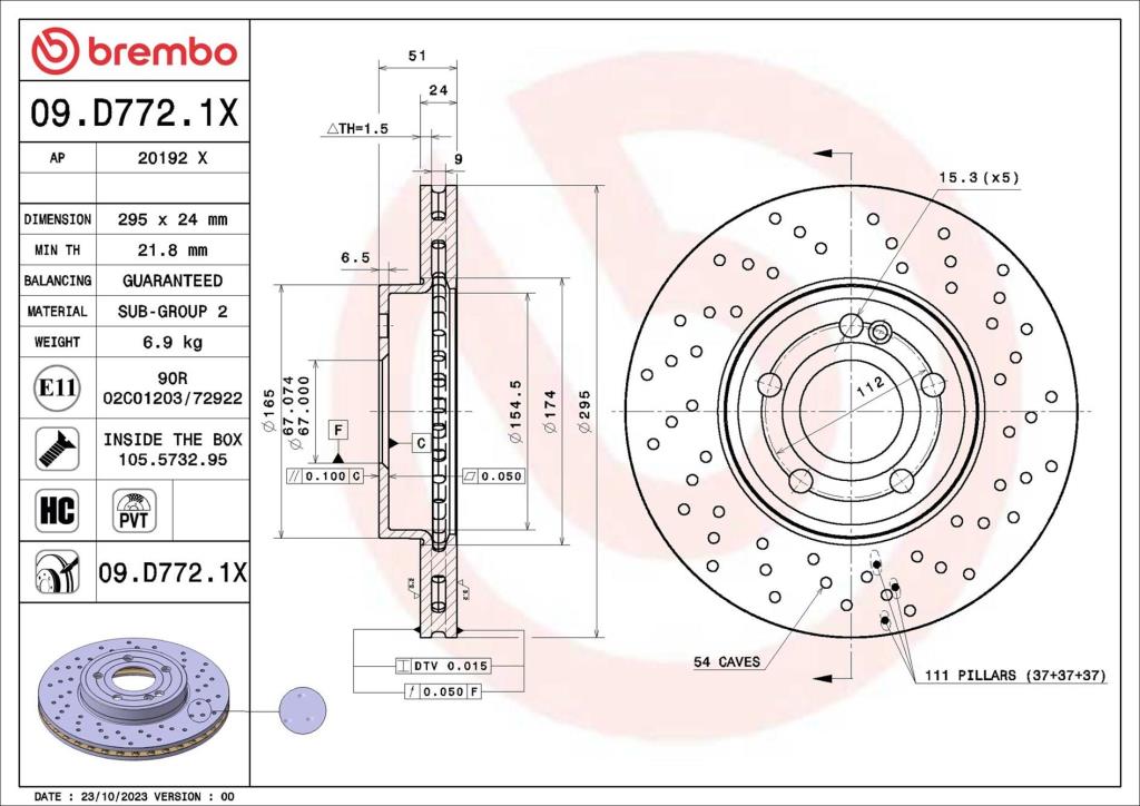 Discos de freno BREMBO ref. 09.D772.1X