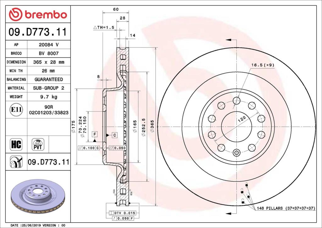 Discos de freno BREMBO ref. 09.D773.11