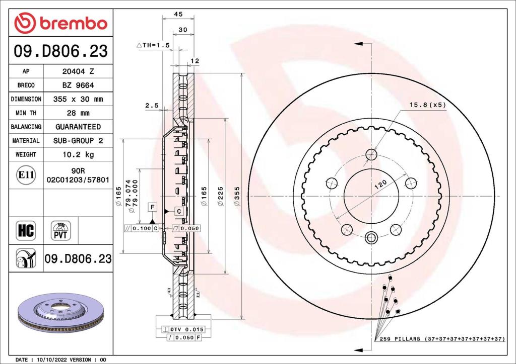Discos de freno BREMBO 09.D806.23