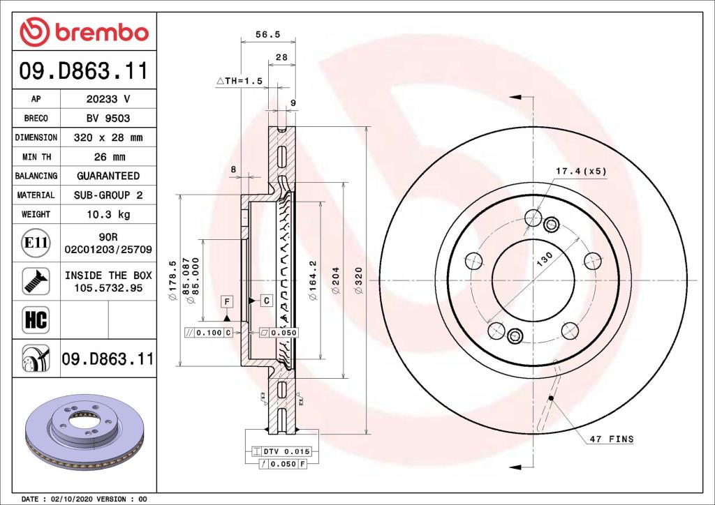 Discos de freno BREMBO ref. 09.D863.11