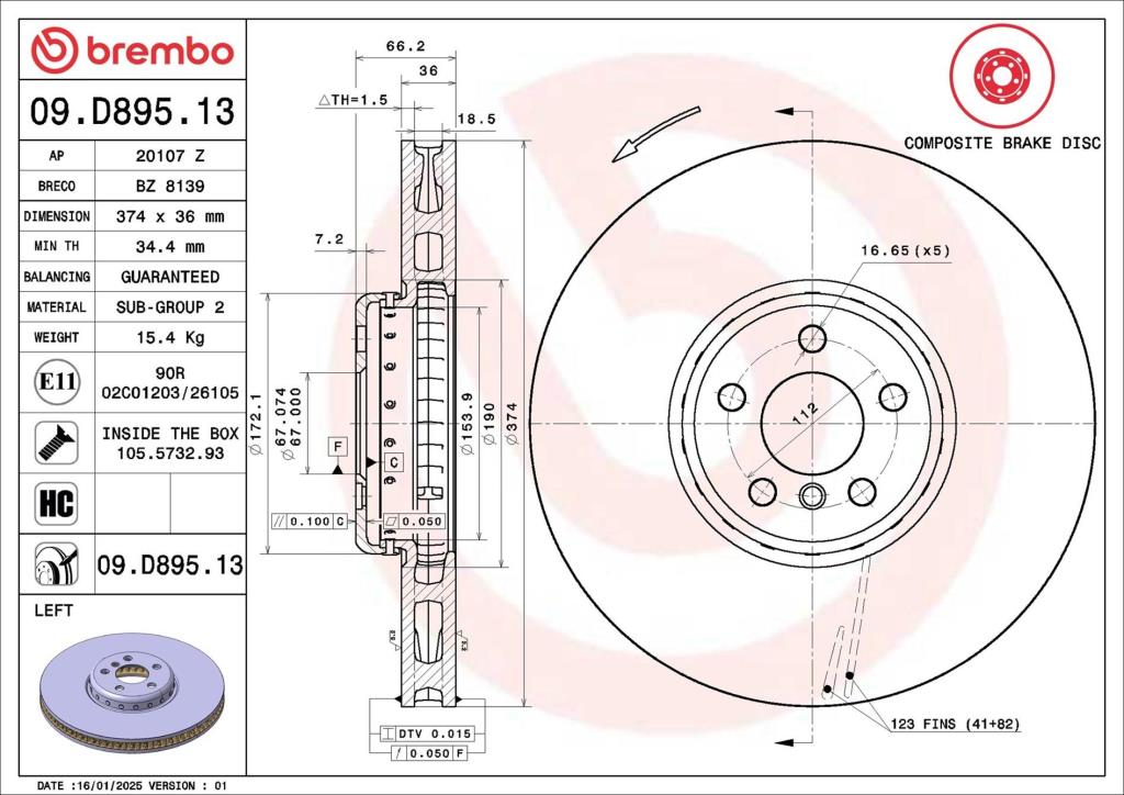 Discos de travão BREMBO 09.D895.13