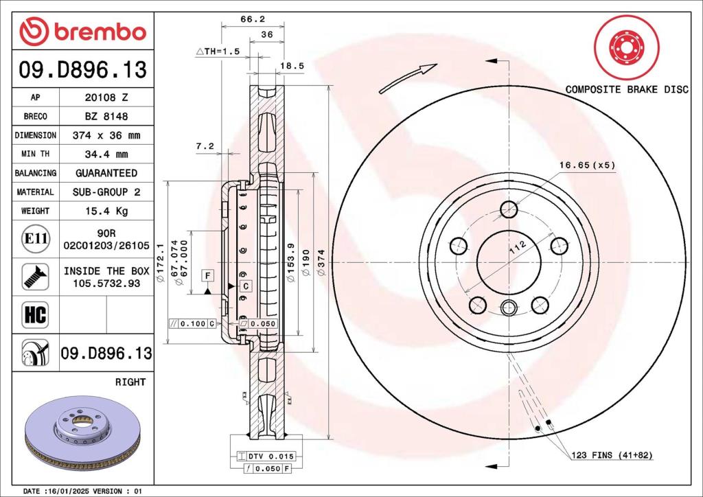 Discos de freno BREMBO ref. 09.D896.13