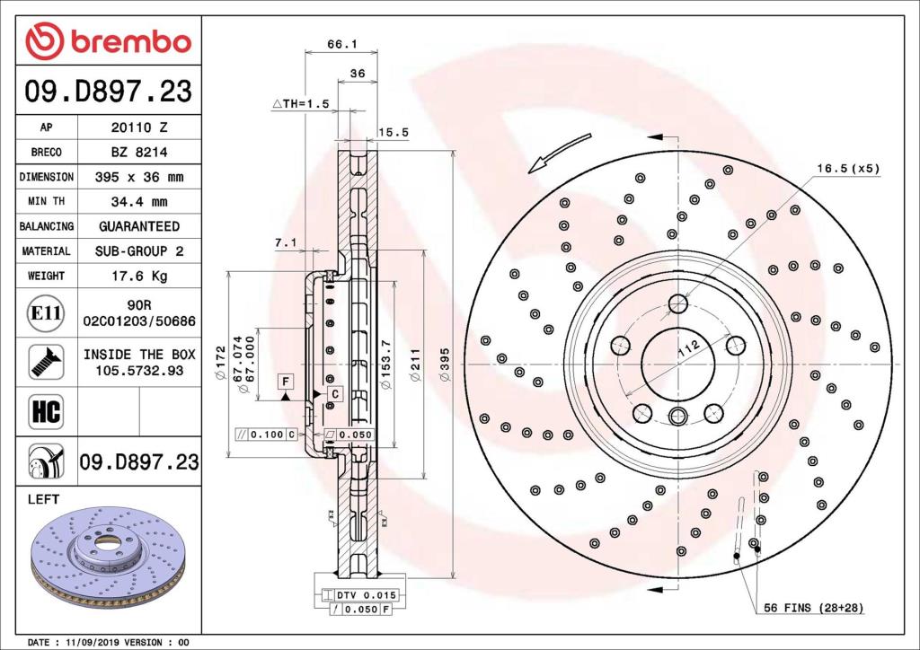 Discos de freno BREMBO ref. 09.D897.23