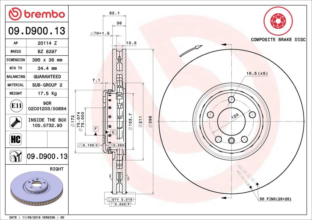 Discos de freno BREMBO ref. 09.D900.13