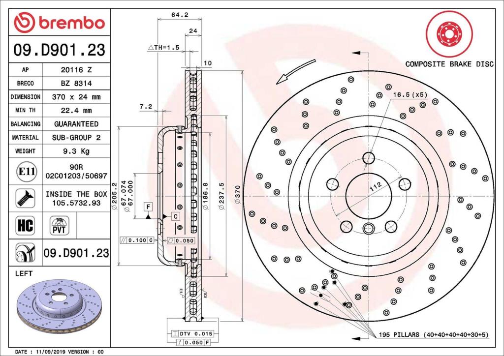 Discos de travão BREMBO ref. 09.D901.23