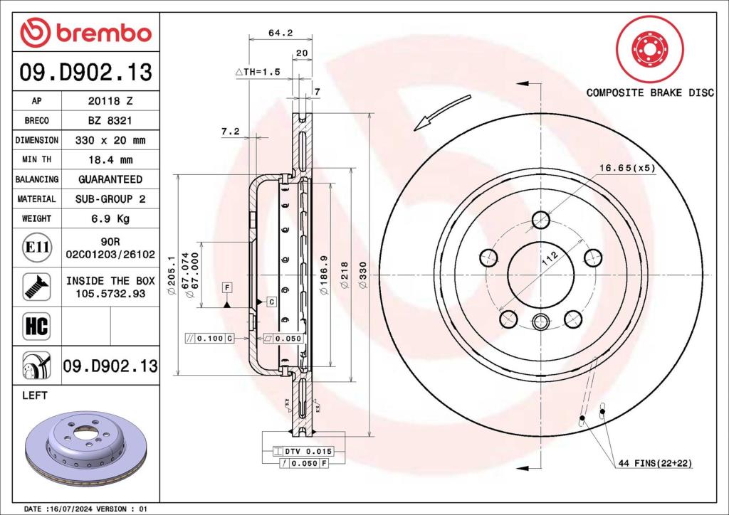 Discos de freno BREMBO ref. 09.D902.13